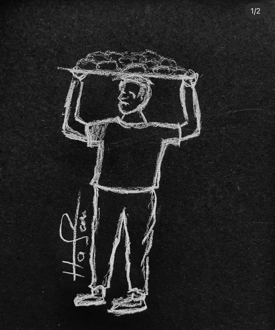 Chalk drawing, by Hasan.